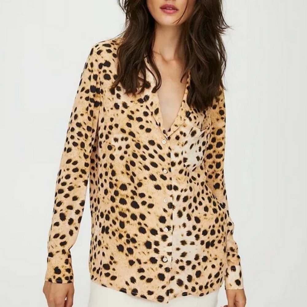 Aritzia Wilfred Free Briona leopard print blouse